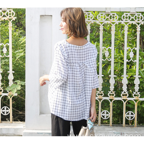 New black and white plaid shirt women